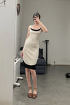 SWAYING/KNIT contrasting color collar vest skirt SW23SS2L02 meters gray PS57